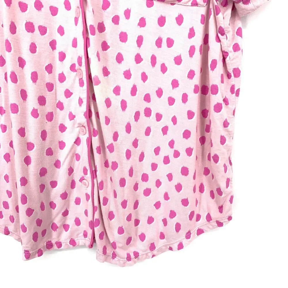 Kate Spade Pajama Set Womens Size L Pink Animal Print Spots Novelty Print *FLAW